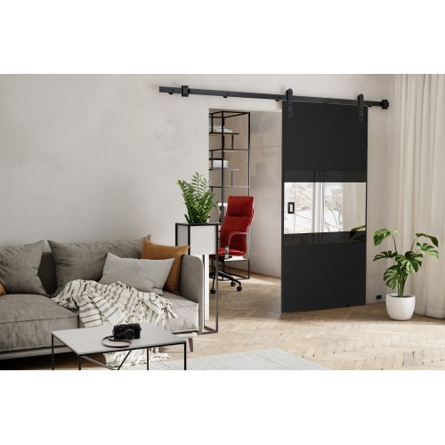 Bīdāmās durvis ar spoguli MIA - Loft, melns Bīdāmās durvis ar spoguli MIA - Loft, melns
